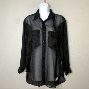 Esprit See-through Sheer Floral Blouse